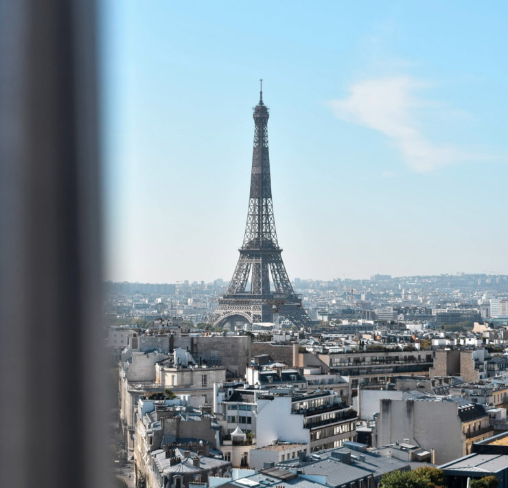View of the Eiffel tower from a rooftop