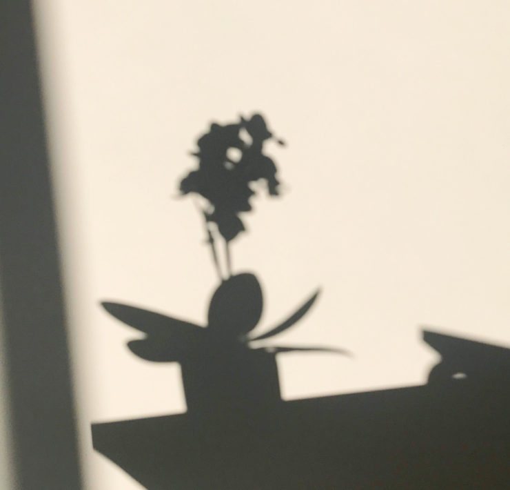 silhoette of a potted plant