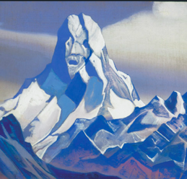 Painting of a snowy mountain range