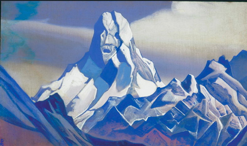 Painting of a snowy mountain range