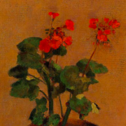 Painting of a potted geranium
