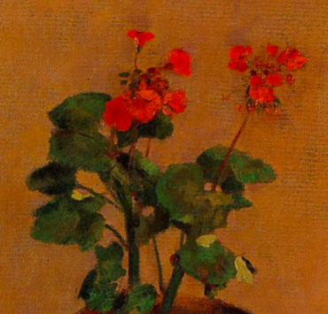 Painting of a potted geranium