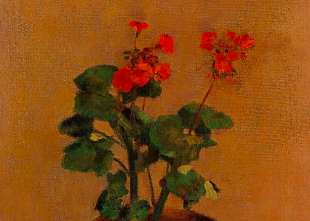 Painting of a potted geranium