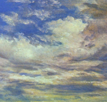 Painting of clouds on a blue sky