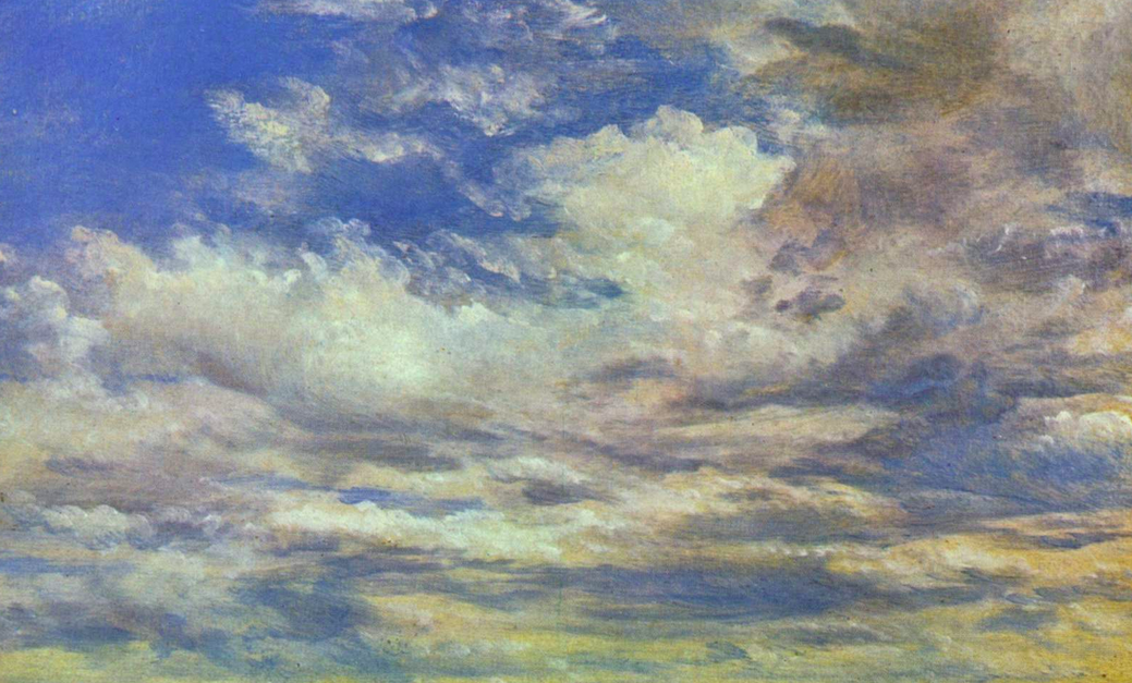 Painting of clouds on a blue sky