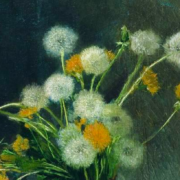 Oil painting of dandelions