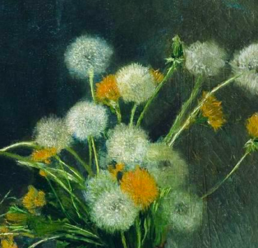 Oil painting of dandelions