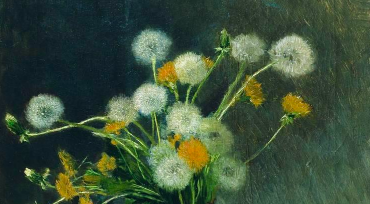 Oil painting of dandelions