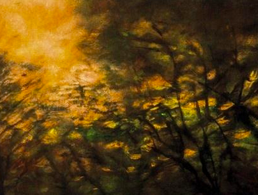 Painting of a forest on fire
