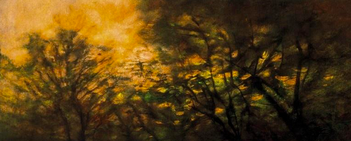 Painting of a forest on fire