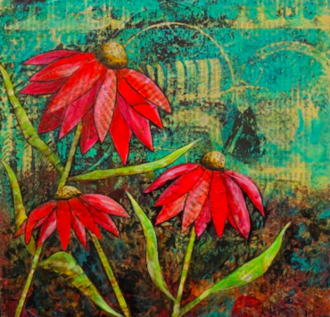 Collage with red flowers