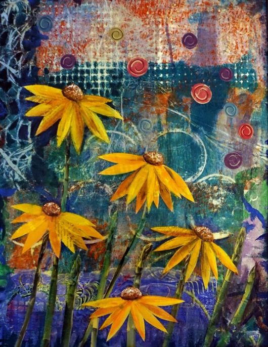 Collage with yellow flowers