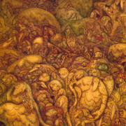 Sepia illustration of roots shaped like trolls