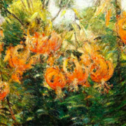 Impressionist painting of orange tiger lilies
