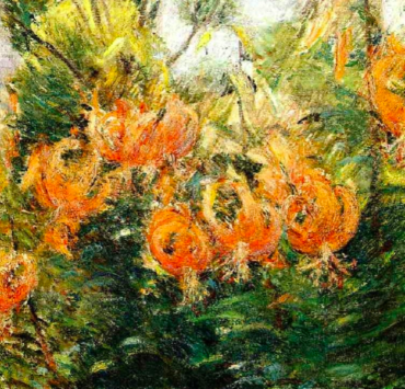 Impressionist painting of orange tiger lilies