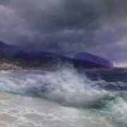 oil painting of a stormy sea