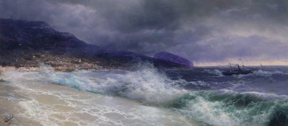 oil painting of a stormy sea