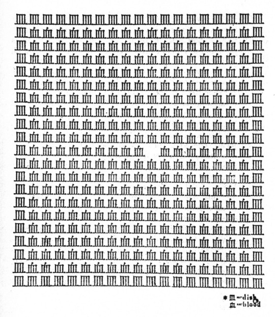 The characters 皿 and 血 repeated with a single space offcenter.
