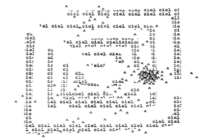 Square spiral consisting of the word ciel and the character 大 repeated