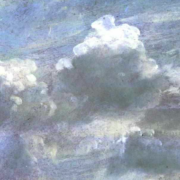 Oil painting of a sky full of clouds