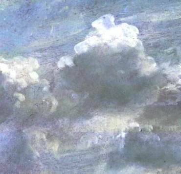 Oil painting of a sky full of clouds