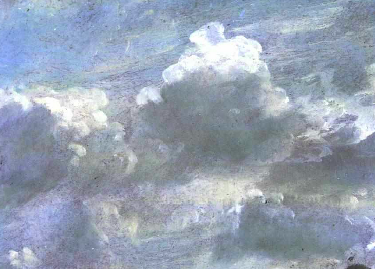 Oil painting of a sky full of clouds