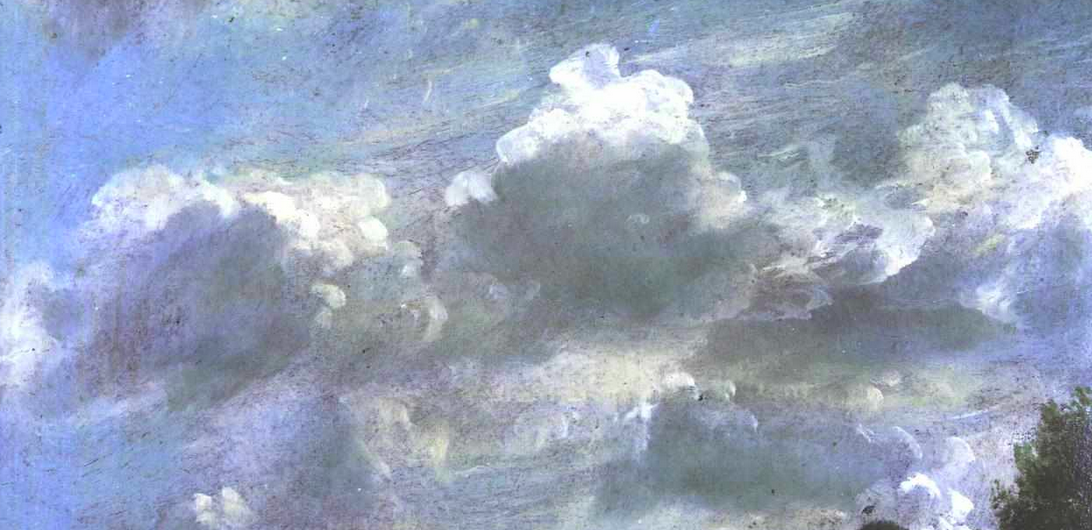 Oil painting of a sky full of clouds