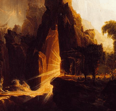 Painting of Adam and Eve exiting the garden of Eden