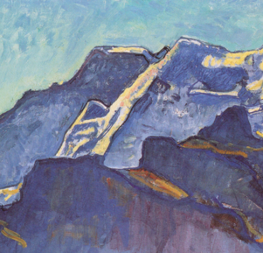 Painting of a snow capped mountain