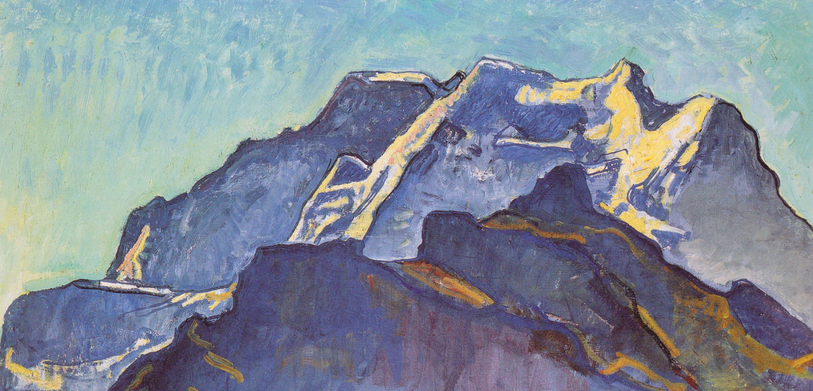 Painting of a snow capped mountain