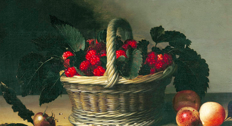 painting of a basket filled with blackberries