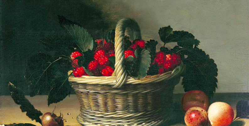 painting of a basket filled with blackberries