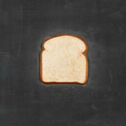 Pop art painting of a single slice of American white bread in the center of a charcoal grey canvas