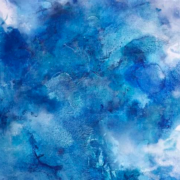 Abstract watercolor painting in shades of blue
