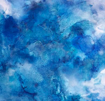 Abstract watercolor painting in shades of blue