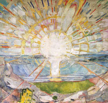 Impressionist painting of a rising sun