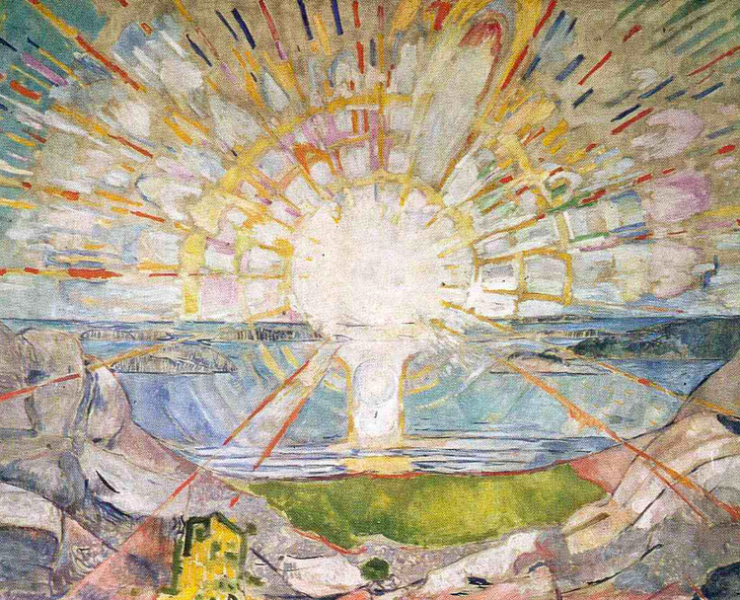 Impressionist painting of a rising sun
