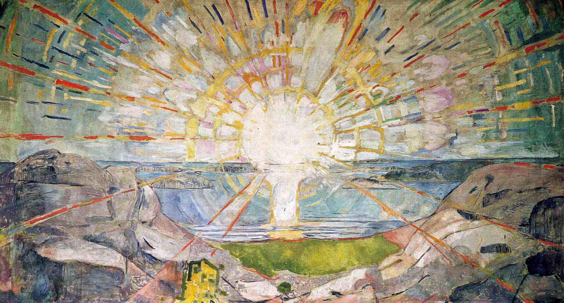 Impressionist painting of a rising sun