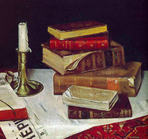 Still Life With Books And Candle