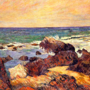 rocks and sea paul gauguin 1886