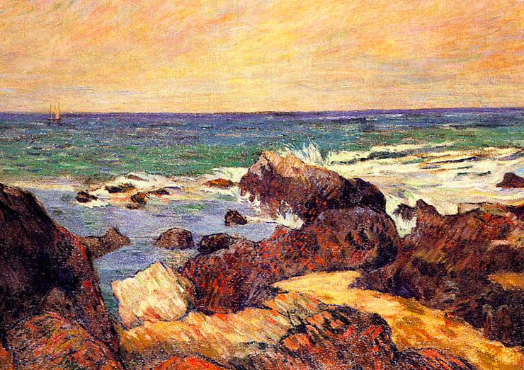 rocks and sea paul gauguin 1886