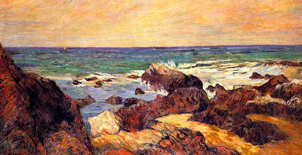 rocks and sea paul gauguin 1886