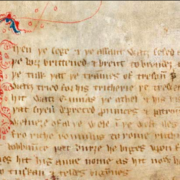 A page from the original manuscript of Sir Gawain and the Green Knight courtesy of the British Library