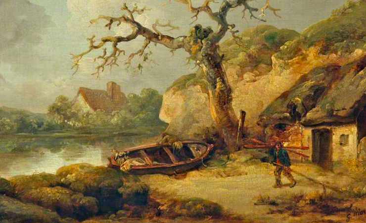Lake Scene and a Cottage