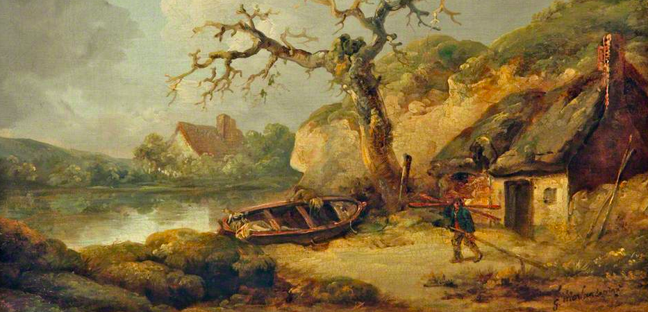 Lake Scene and a Cottage
