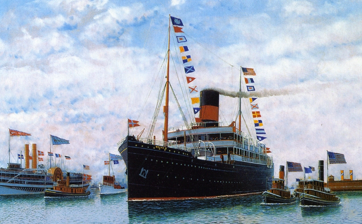 Steamship OSCAR II Entering New York Harbor