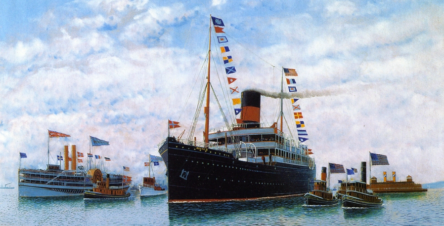 Steamship OSCAR II Entering New York Harbor