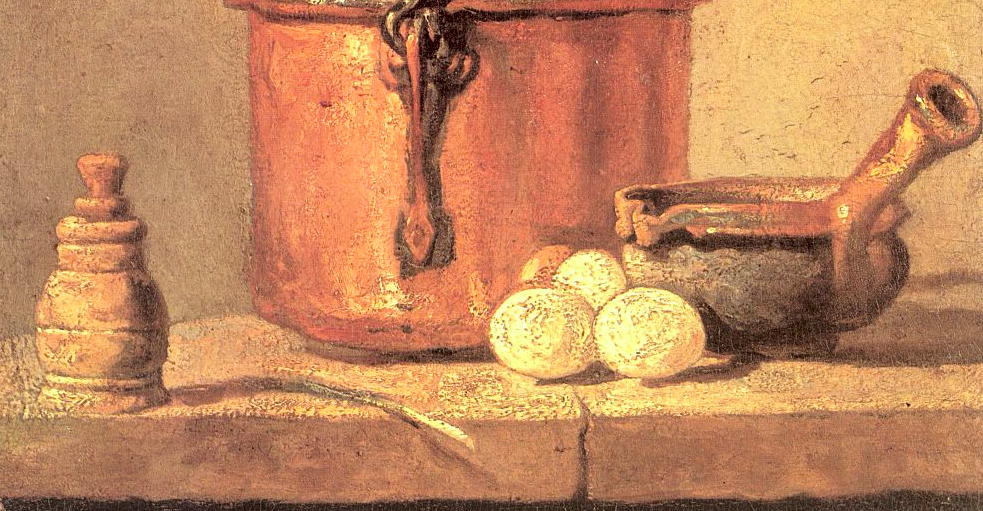 Still Life of Cooking Utensils, Cauldron, Casserole, and Eggs