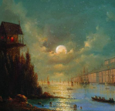 View of Seaside Town in the Evening With a Lighthouse