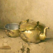 Brass Kettle With Porcelain Coffee Pot
